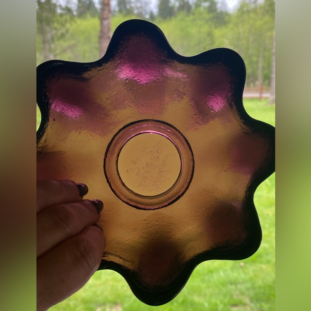 VTG BLENKO GLASS signed RICHARD BLENKO 2000 Decorative Bowl lotus petal bowl!